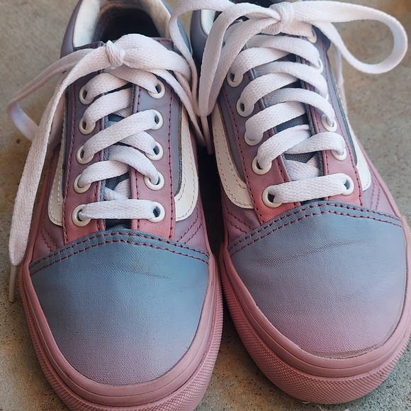 Big Kids Size 1.0 | Vans Old Skool Textile Gradient Pink Blue Low Top Sneakers - Picture 1 of 7